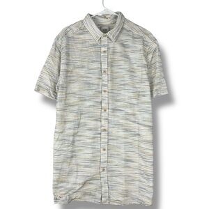 Rowm Mens Size XLT Tall Shirt Cream Stripes Short Sleeve Lightweight Cotton